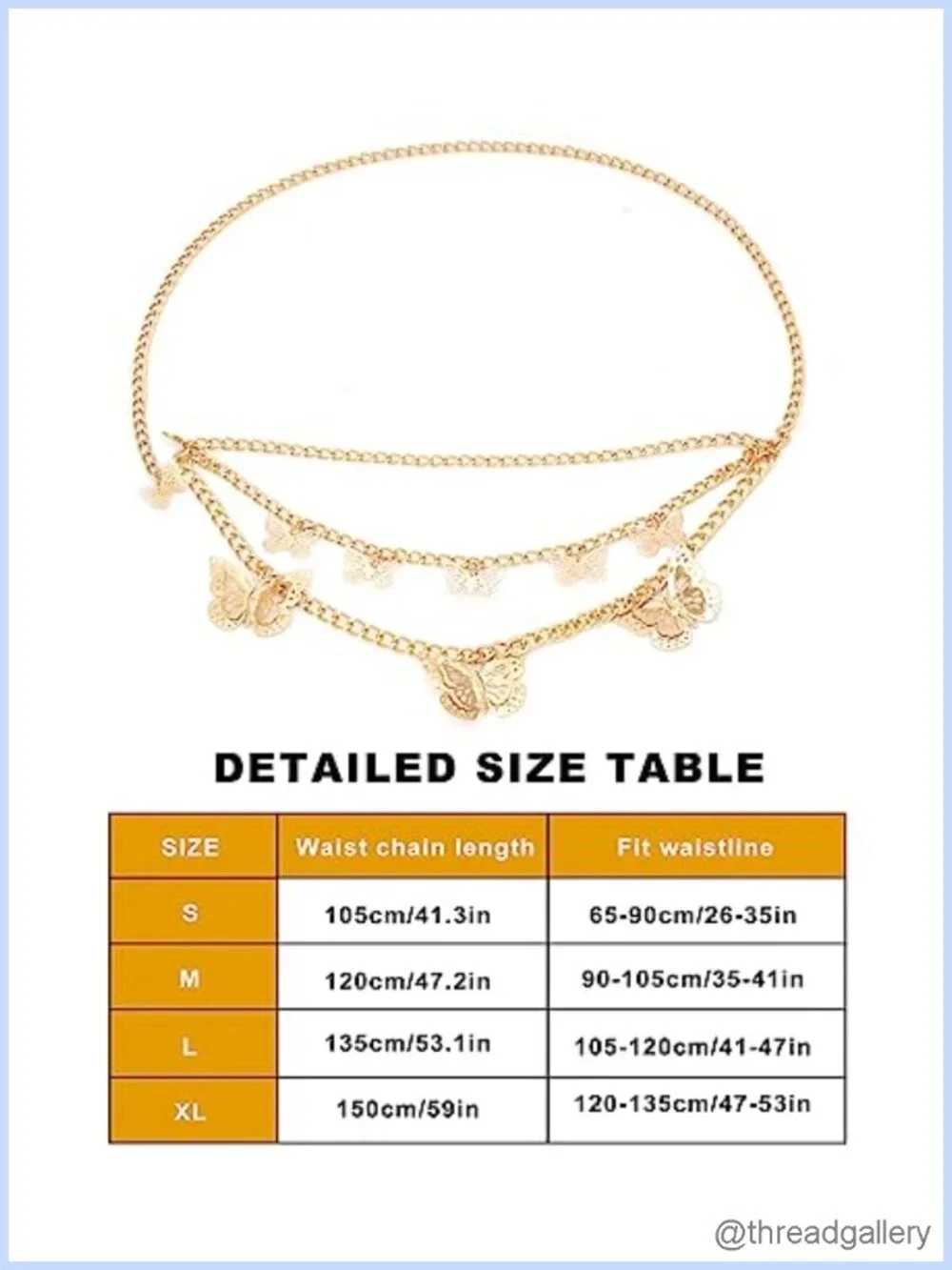 Multi-Layer Butterfly Waist Chain Retro Hollowed Out Body Chain Alloy